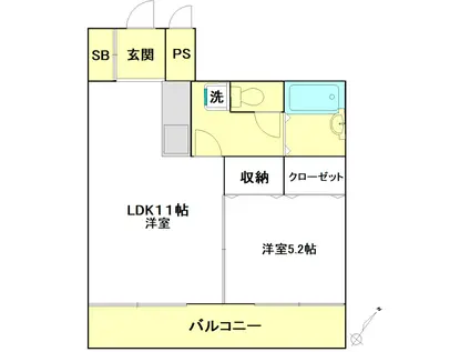 西新宿8マンション ちゅうかいてすうりょうなし(1LDK/4階)の間取り写真