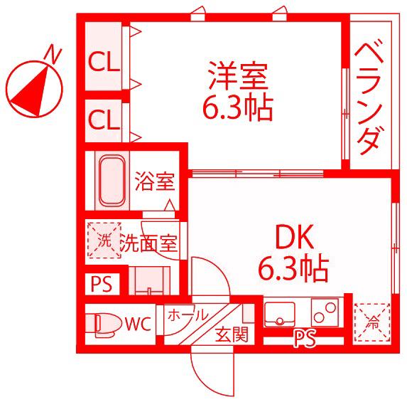 ユアメゾン弘明寺町(1DK/1階)の間取り写真