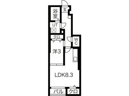 ヒナハウス(1LDK/1階)の間取り写真