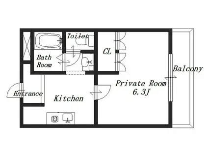 TOPIA(1K/1階)の間取り写真