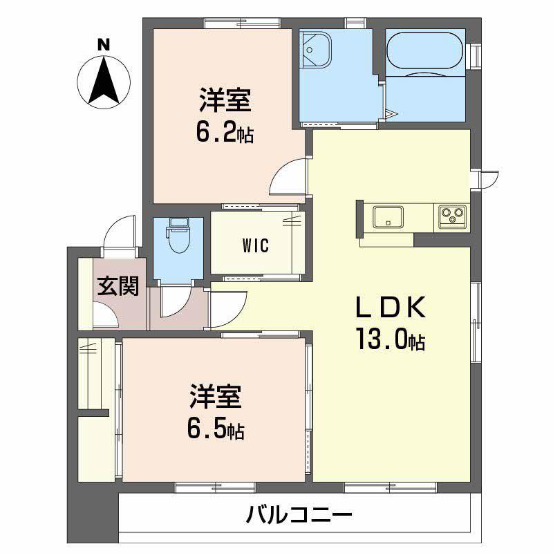 ハーミテージC棟(2LDK/2階)の間取り写真