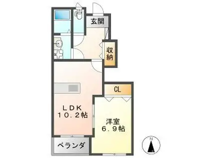 クイットネス・ナカ(1LDK/1階)の間取り写真