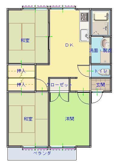 アーバン南岩国B棟(3DK/2階)の間取り写真