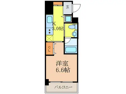 ルナコート江坂(1K/2階)の間取り写真