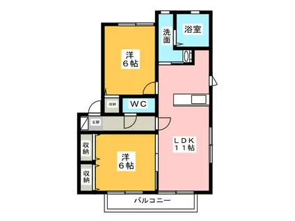 コート/リヴェール(2LDK/2階)の間取り写真