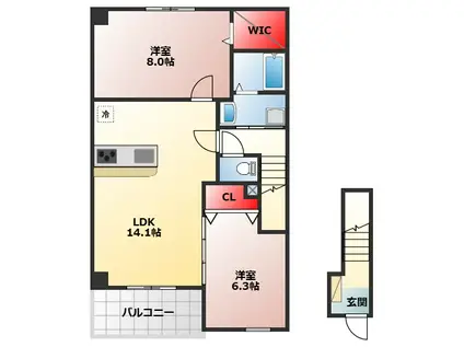 サンシエスタ(2LDK/2階)の間取り写真