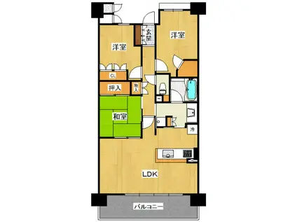 ジオ甲子園口一丁目(3LDK/1階)の間取り写真