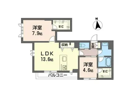 セリシール城東(2LDK/2階)の間取り写真