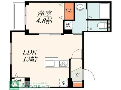 ル・シエル(1LDK/3階)の間取り写真