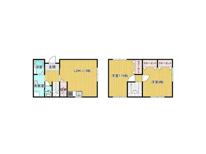 フローリッシュ(2LDK/2階)の間取り写真