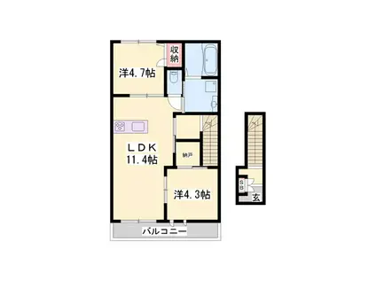 ウィステリア(2LDK/2階)の間取り写真