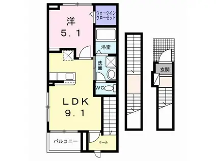 メゾン サブーリュ(1LDK/3階)の間取り写真