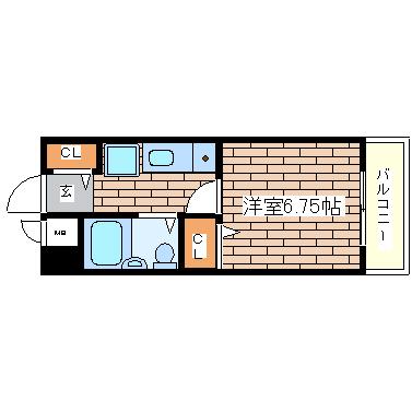 ヴェルドール垂水(1K/3階)の間取り写真