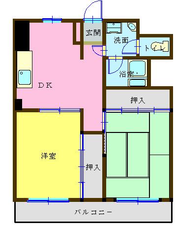 前田コーポラス(2DK/5階)の間取り写真