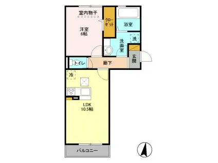 ロイジェントパークス レイクタウン III A(1LDK/1階)の間取り写真