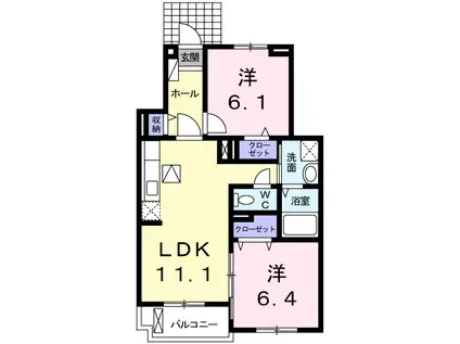 アルメールM(2LDK/1階)の間取り写真