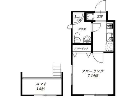エコロジーテラス初台(1K/2階)の間取り写真