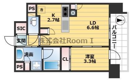 リビオ上町台パークレジデンス(1LDK/11階)の間取り写真