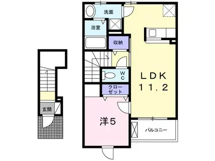 メゾンオーブ(1LDK/2階)の間取り写真