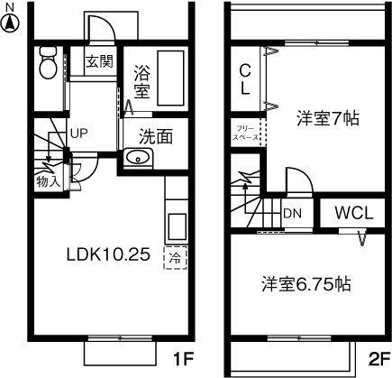 ルナフィールド(2LDK/1階)の間取り写真