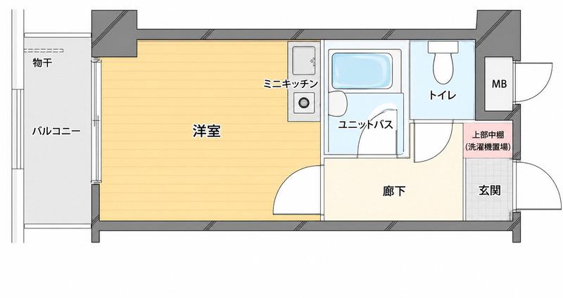 パレ・ドール日の出新潟(ワンルーム/2階)の間取り写真