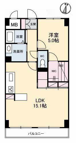 ジュネス南蔵王 弐番館(1LDK/1階)の間取り写真