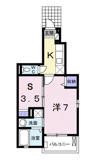 エルベッタ城東(1SK/1階)の間取り写真