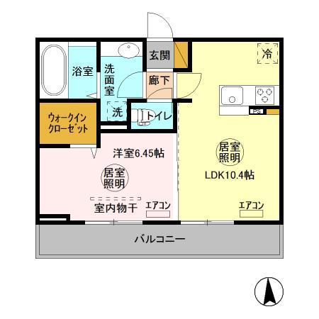 アセット木更津(1LDK/3階)の間取り写真