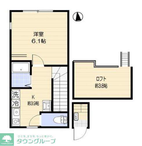 アオアクア浜田山(1K/2階)の間取り写真
