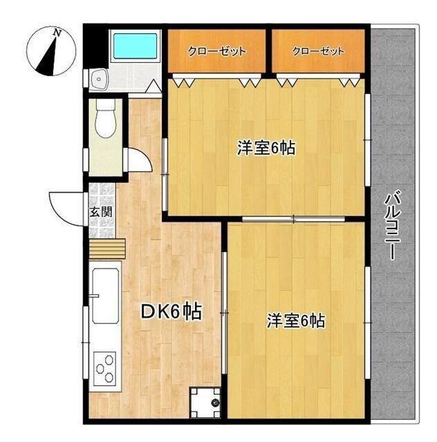 橋本ビル(2DK/2階)の間取り写真