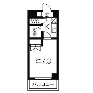 セントラルハイツ滝川(1K/2階)の間取り写真