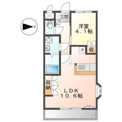 エバーハイム(1LDK/2階)の間取り写真