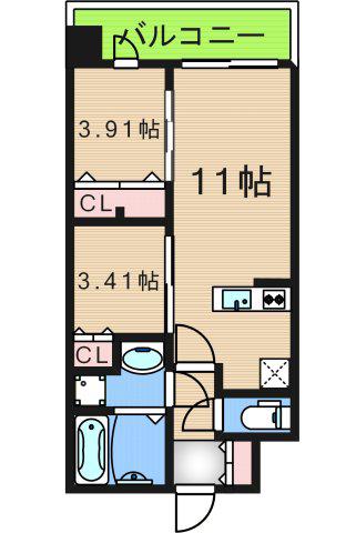 ATLAS加賀屋(2LDK/10階)の間取り写真