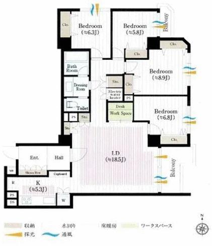 ルミナス一番町(4LDK/4階)の間取り写真