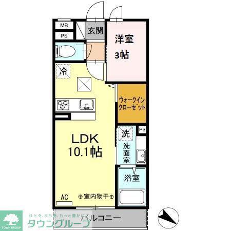 クレイドル(1LDK/1階)の間取り写真
