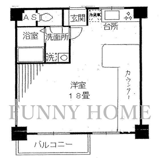 マンション弦巻(ワンルーム/6階)の間取り写真