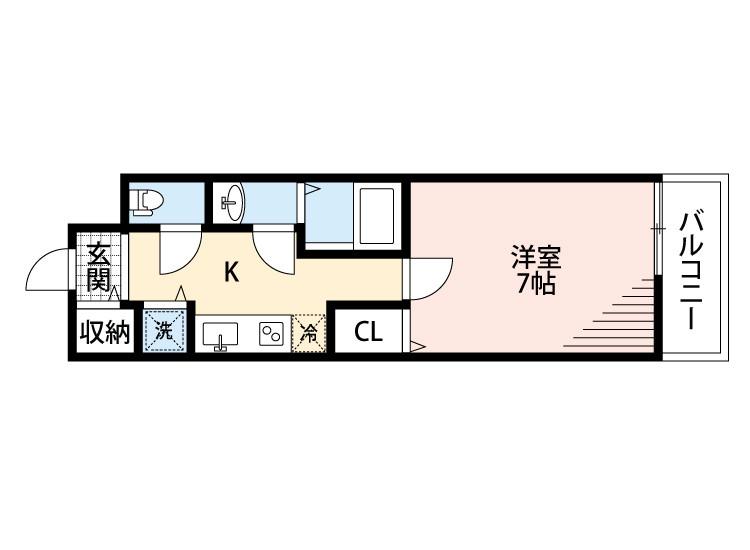 プルメリア江坂(1K/3階)の間取り写真