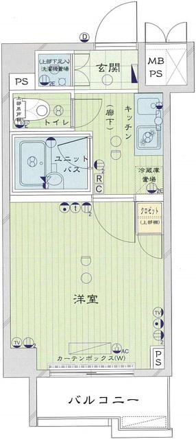 ルーブル多摩川弐番館(1K/1階)の間取り写真