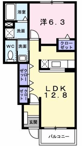 サンライズつるぎ(1LDK/1階)の間取り写真