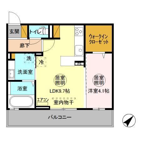 フィオーレ金田西(1LDK/2階)の間取り写真