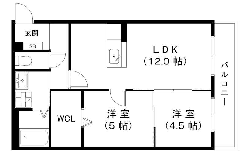 メゾンアビリテ(2LDK/2階)の間取り写真
