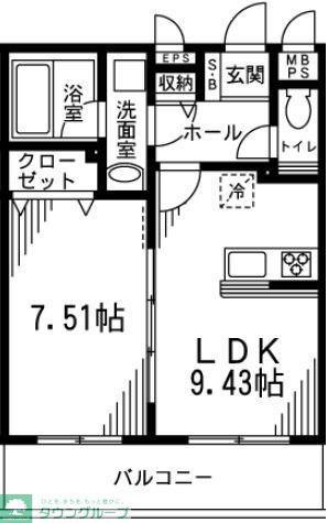 グランド-ル青葉(1LDK/4階)の間取り写真