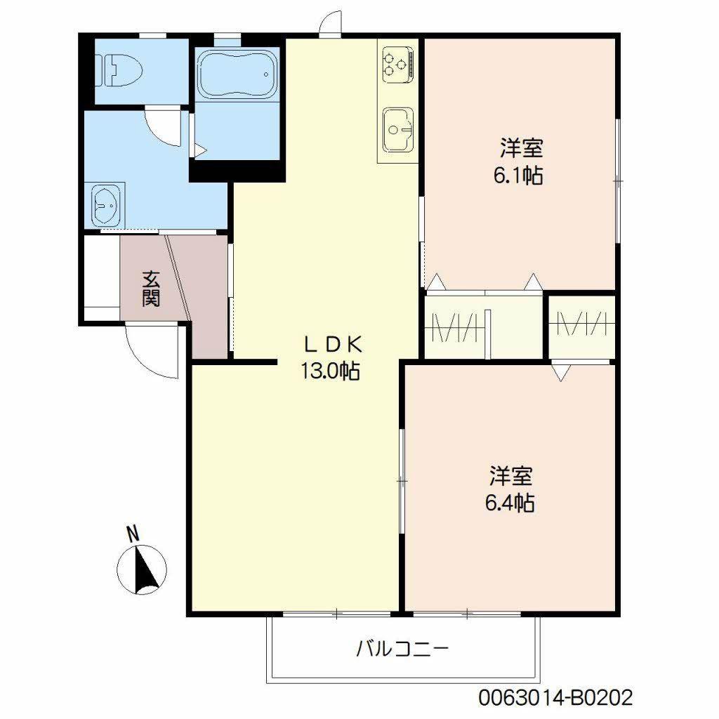 リーブル21 B(2LDK/2階)の間取り写真