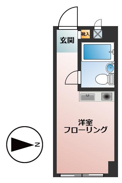 エクセルK(ワンルーム/2階)の間取り写真