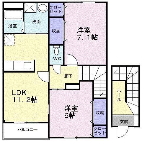 ブロッサムI(2LDK/2階)の間取り写真