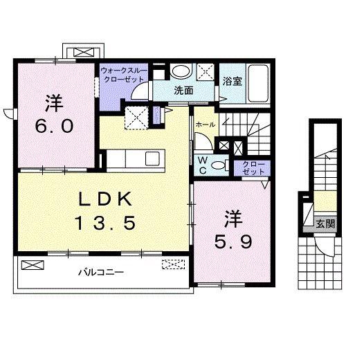 ベル ビオーラ(2LDK/2階)の間取り写真