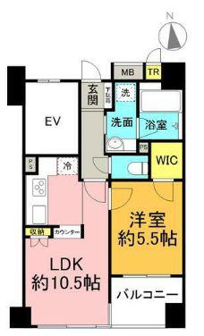 コスモ麻布十番(1LDK/2階)の間取り写真