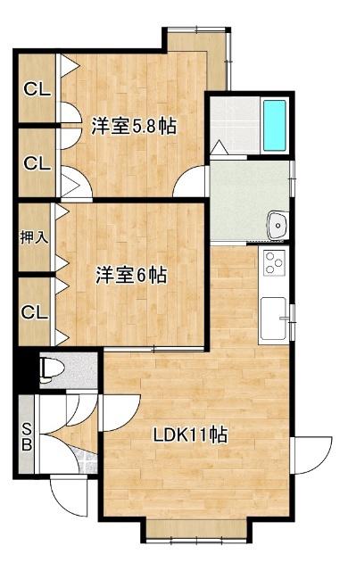 CHERRY9.1(2LDK/2階)の間取り写真