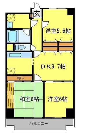 ピアグランデ弐番館(3DK/2階)の間取り写真