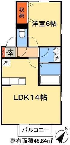 グリーンヒル ステラ(1LDK/1階)の間取り写真